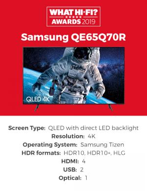 Samsung QE65Q70R What Hifi? 2019 Award Winner