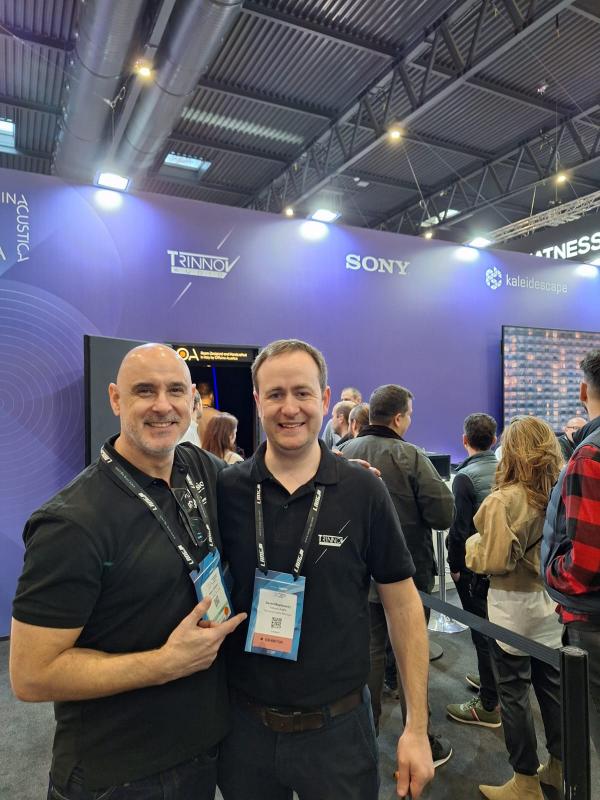 Dean Sutton (L) with David Meyerowitz (R) of Trinnov Audio at ISE 2025